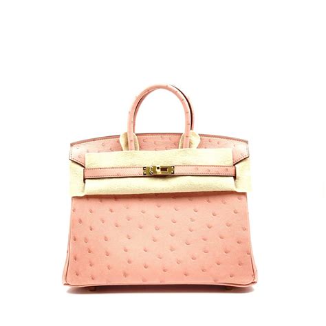 hermes 25 ostrich birkin pink terre cuite gold hardware price|most popular ostrich hermes bags.